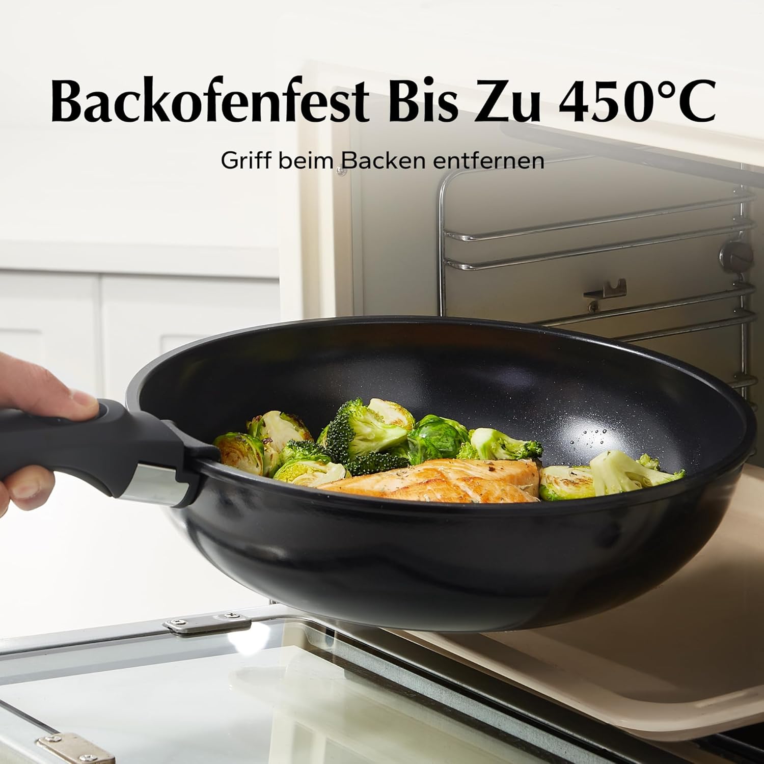 Redchef Topfsets Pfannenset 16-Teilig Antihaft-Keramik-Kochgeschirr-Set mit Abnehmbaren Griffen, Pfanne 20/26cm, Tiefe Bratpfanne 26cm, Topf 18/20cm, Stapelbar Topfset Für alle Herdarten, Ofenfest