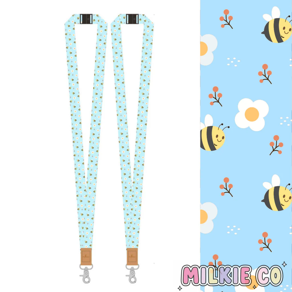Blue Bee Fabric Lanyard