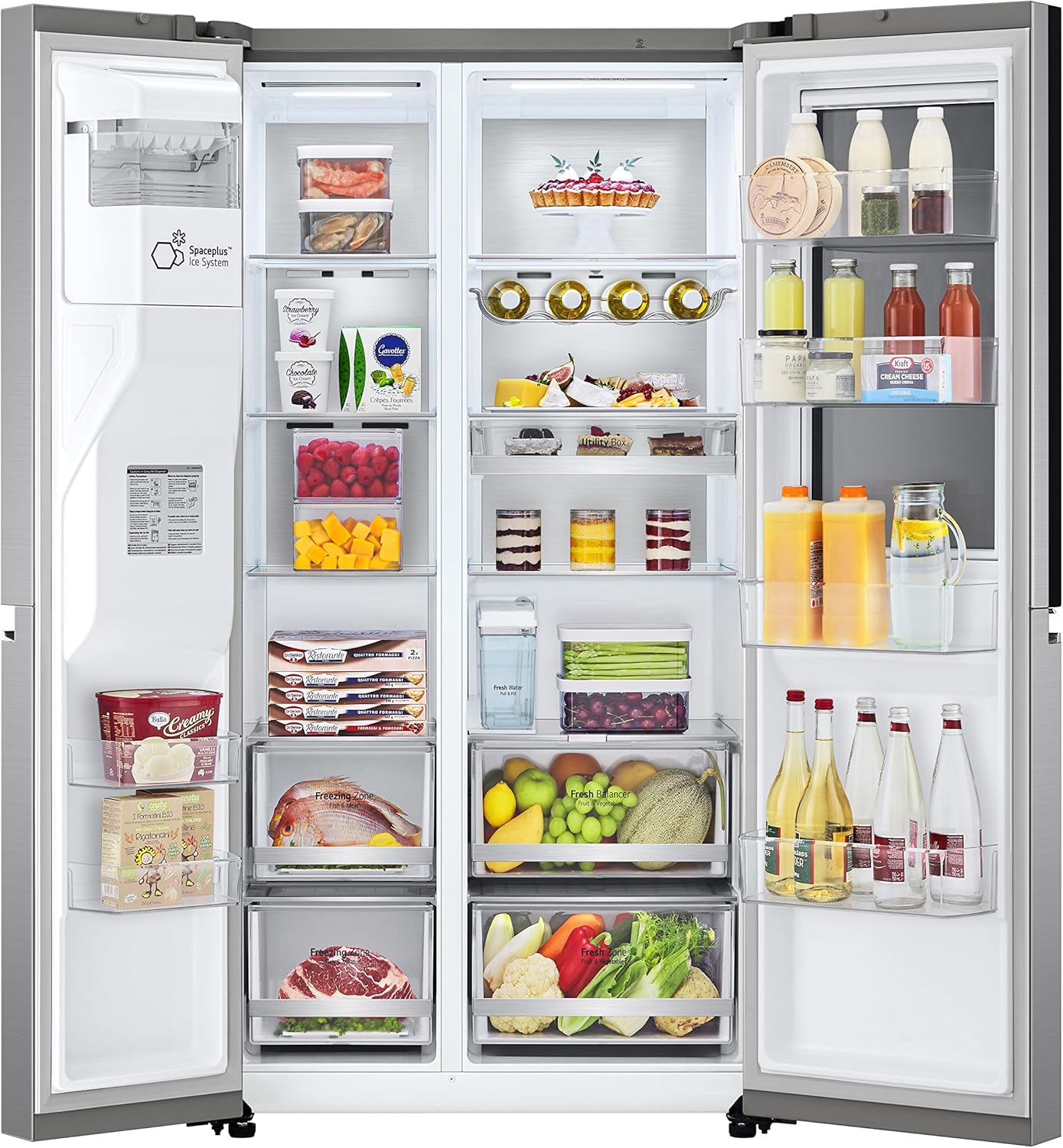 LG GSXV91PZAE Amerikanischer Kühlschrank Side by Side InstaView Total No Frost mit Gefrierfach, 635 l, Nano-UV-Eis-Spender, Türkühlung, Linear Cooling, Smart Kühlschrank mit WLAN und Gefrierschrank