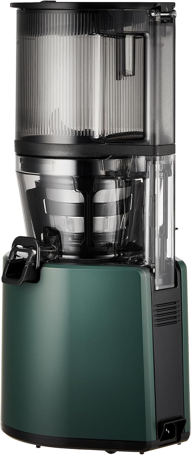 HUROM | Entsafter Gemüse und Obst | Slow Juicer | H320N | Elektrische Kaltpresse | Ruhiger Motor | Leicht zu Reinigen | mit groem Behlter und Siebfilter 2L | 200 Watt | BPA Frei | Schwarz