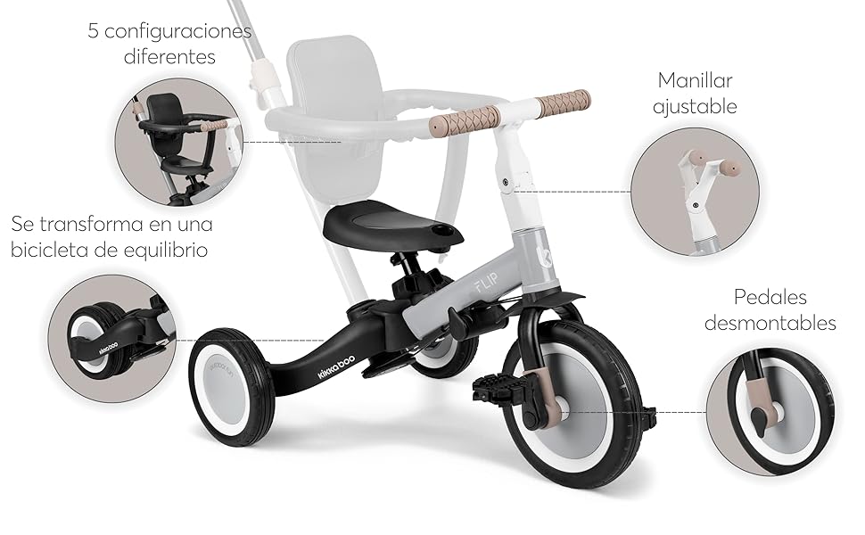 KikkaBoo Triciclo Evolutivo de Bebé 5 en 1 Flip