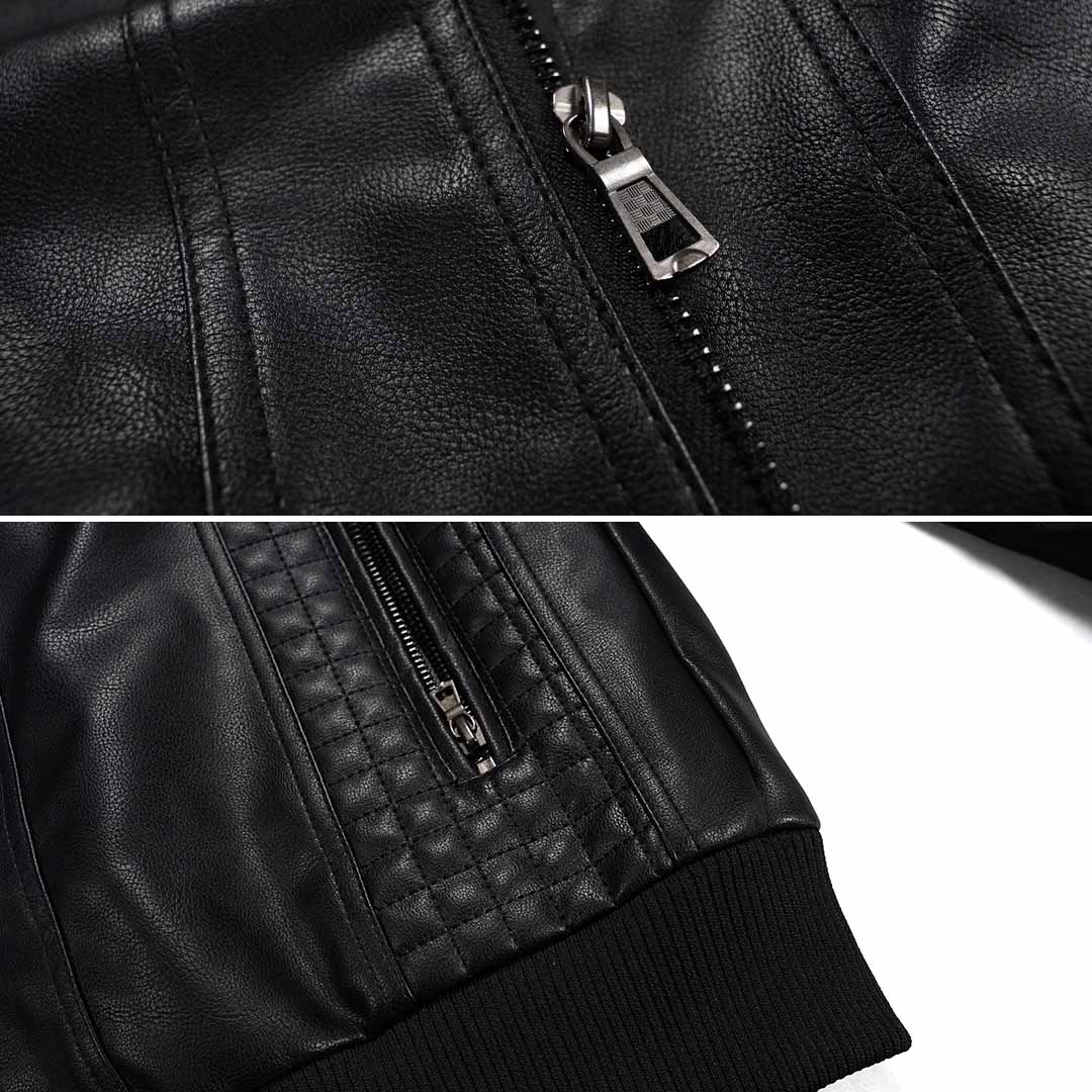 Moderne Herren-Lederjacke mit Kapuze