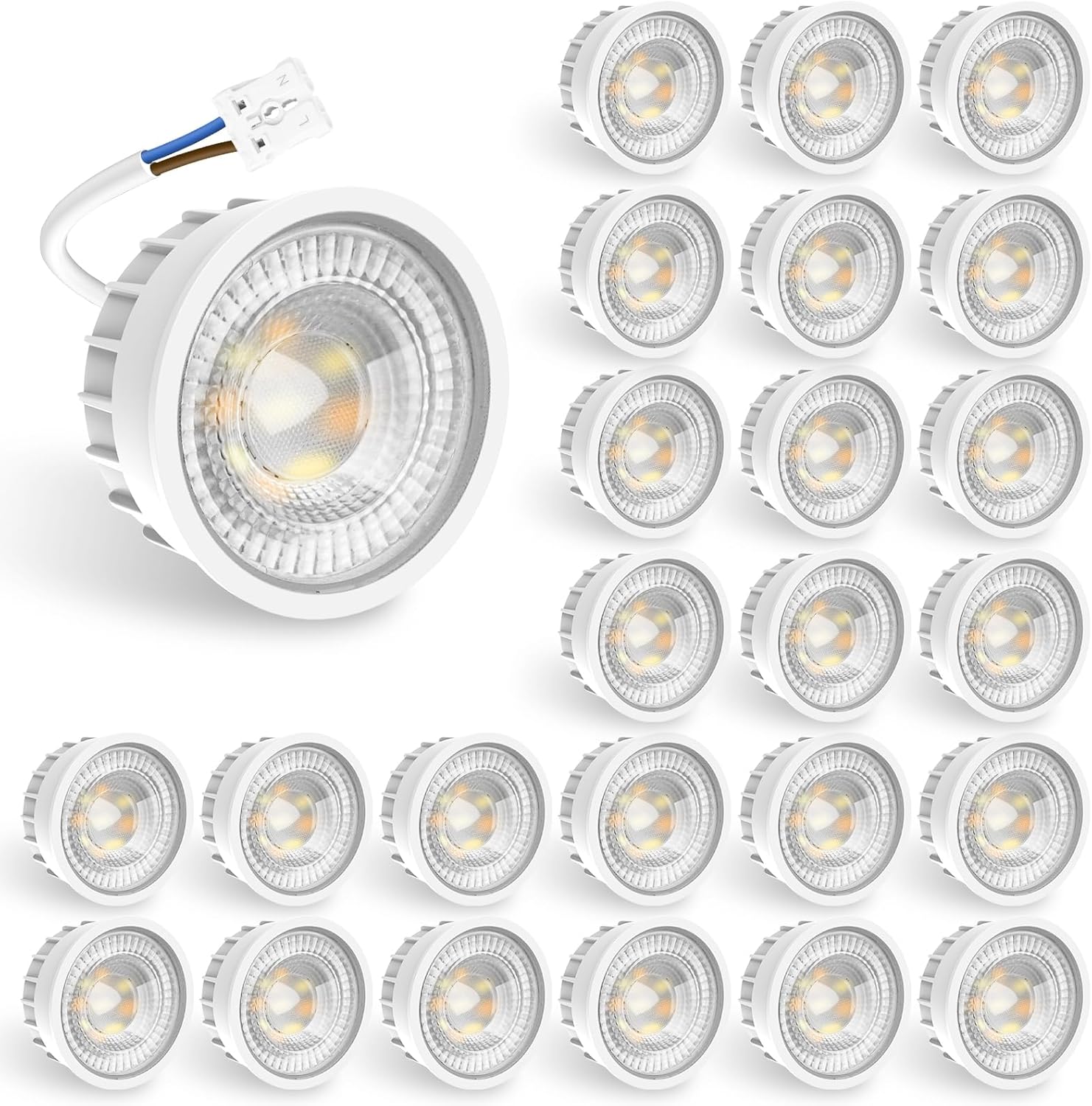 ALUSSO LED Modul Ultra Flach ø50x25mm für Einbaustrahler, 6W 540lm 230V, Warmweiß Naturalweiß Kaltweiß Dimmbar, Ersetzt GU10 MR16 Leuchtmittel, IP44 Wasserdicht, 40Pack
