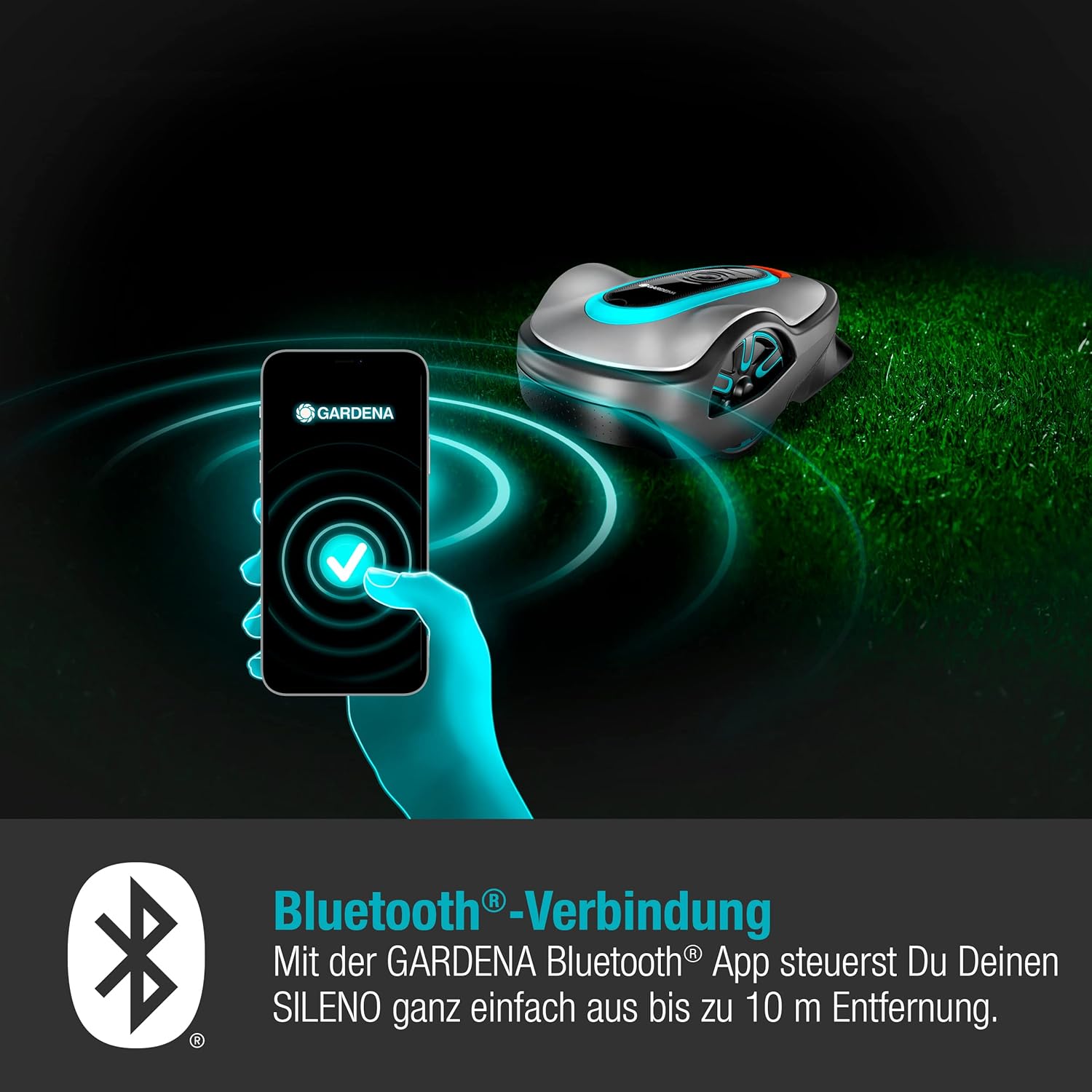 Gardena Robotmaaier SILENO minimo 500 m: intelligente grasmaaier met optimale connectiviteit, programmeerbaar met Gardena Bluetooth-app, DE-versie (15202-20)