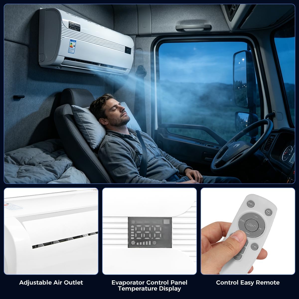 Sunster Split Klimaanlage Wohnwagen, Electric AC Unit 12 Volt Fit für Wohnmobile Bus Anhänger Traktoren Camper Van Parken Klimaanlage Schnelle Kühlung Low Noise