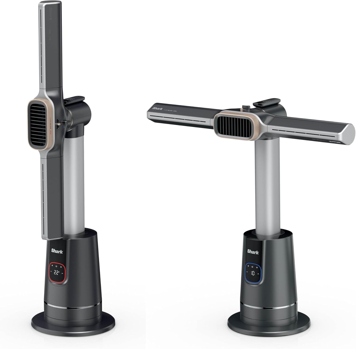 Shark TurboBlade Cool + Heat 2-in-1 Ventilator & Heizlüfter mit Thermo IQ, Fernbedienung & Oszillation | Flügelloser Turmventilator für Schnellheizung & Luftkühlung, Schwarz-Gold, TH200EU