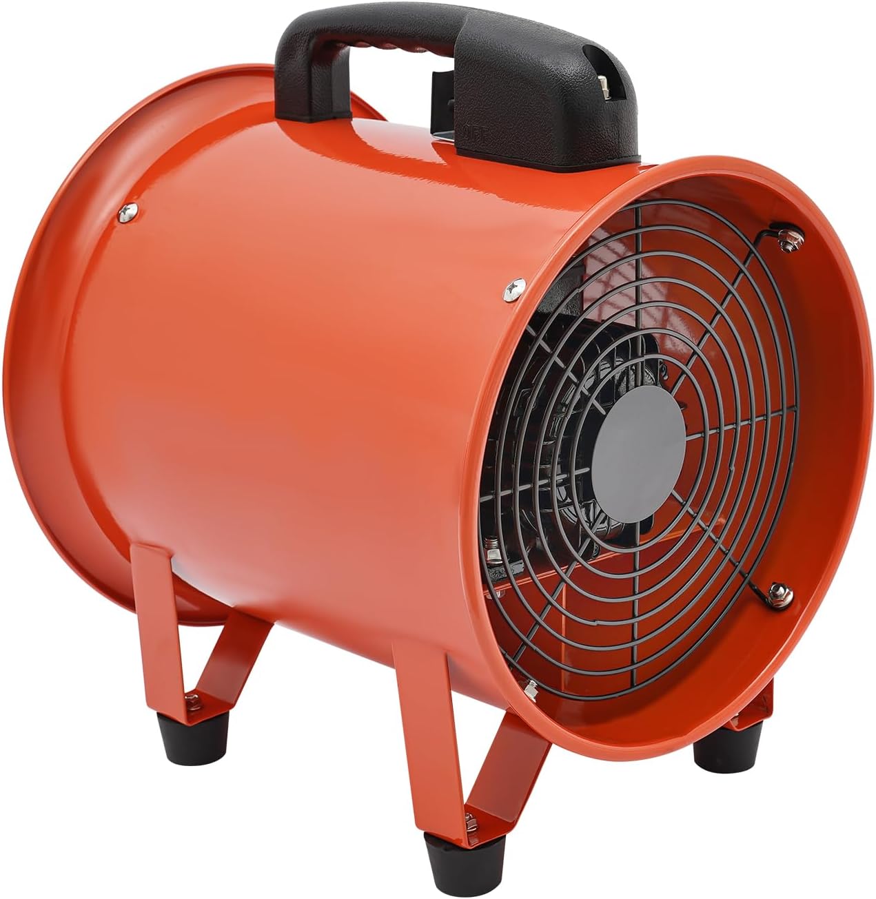 Gebläse mit 10m Kanalschlauch, 250mm Tragbarer Industrieventilator, 220V 320W Axialgebläse, IP44 Freistehender Baulüfter für Baustelle und Werkstatt