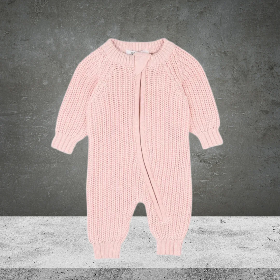 Bebe By Minihaha Pale Pink Knitted Zip Romper