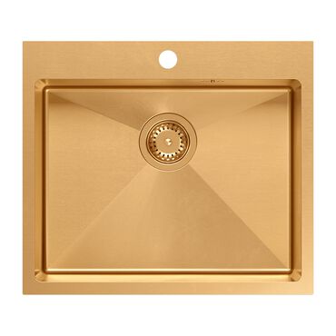 Zlewozmywak stalowy Root Chef Moon Box, 55 x 48 x 20 cm, z syfonem, miedziany