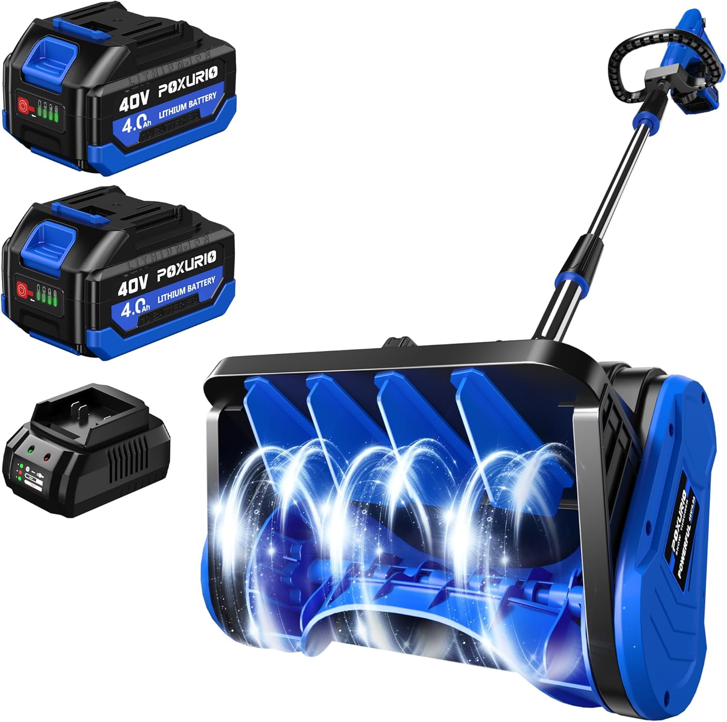 2 * 40V Electric Cordless Snow Shovel  13 Inch Brushless Electric Snow Blower with 2��4.0Ah Batteries & Fast Charger  13