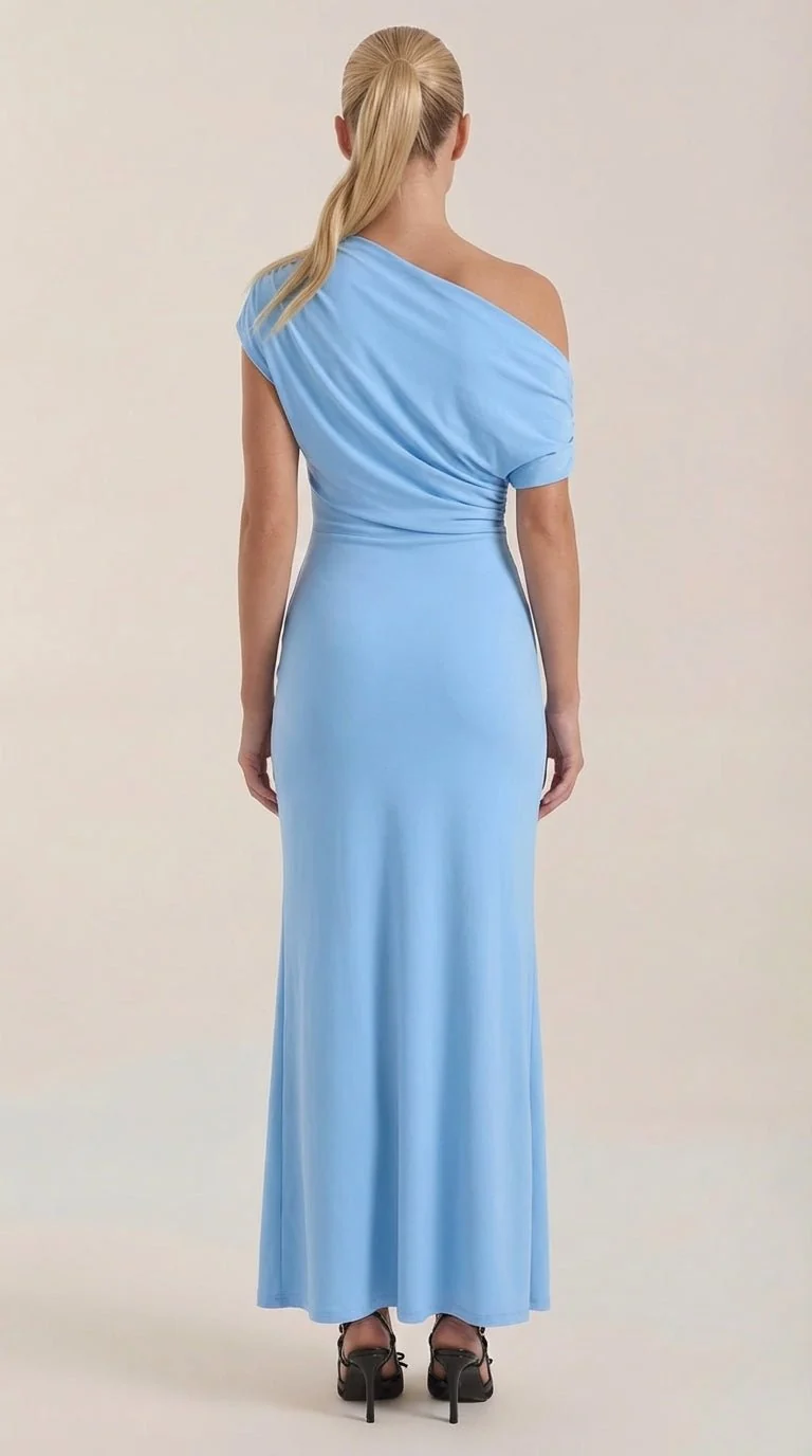 One-Shoulder-Maxikleid