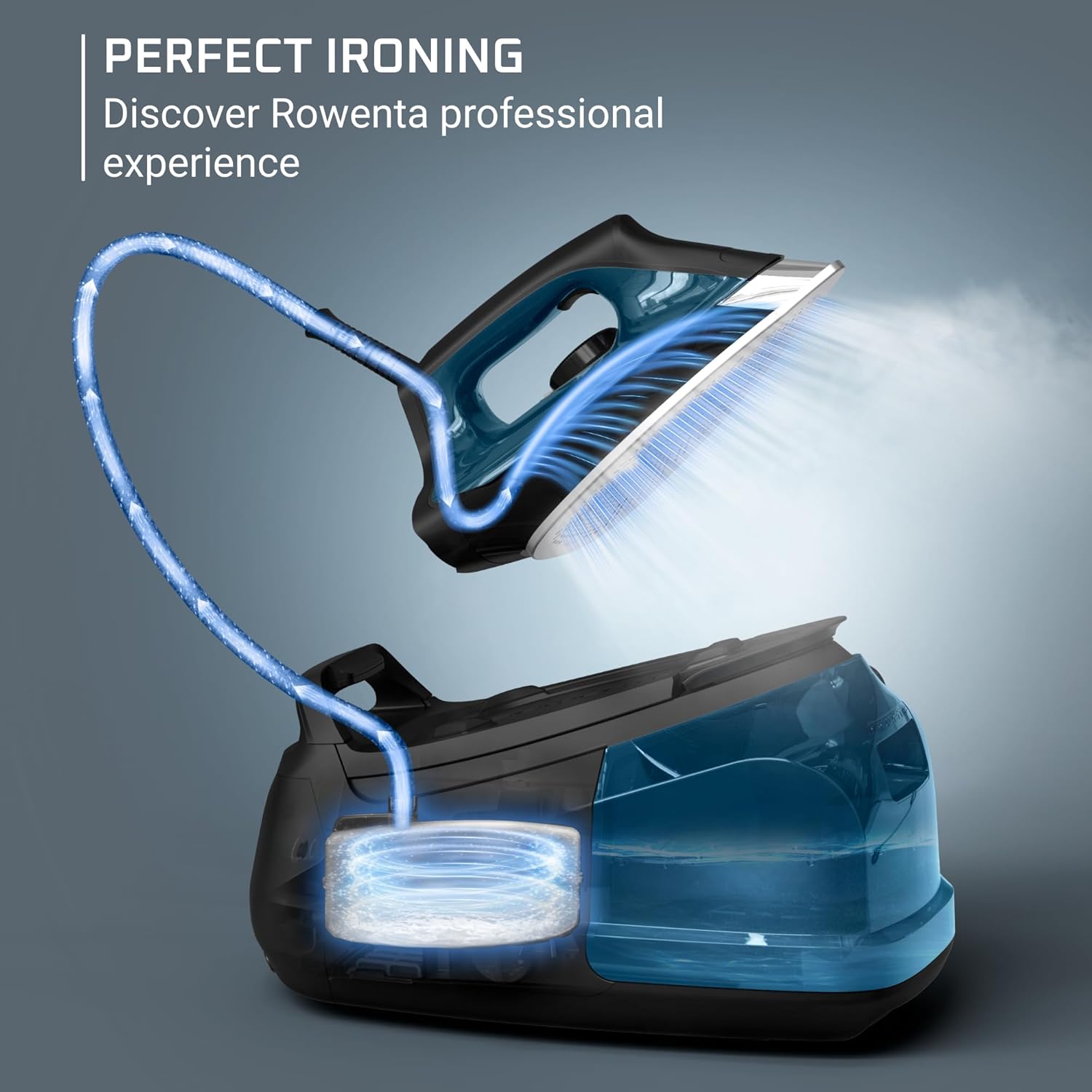 Rowenta DG8624 Steam Station Iron, 1800W, 1.1L Tank, Blue