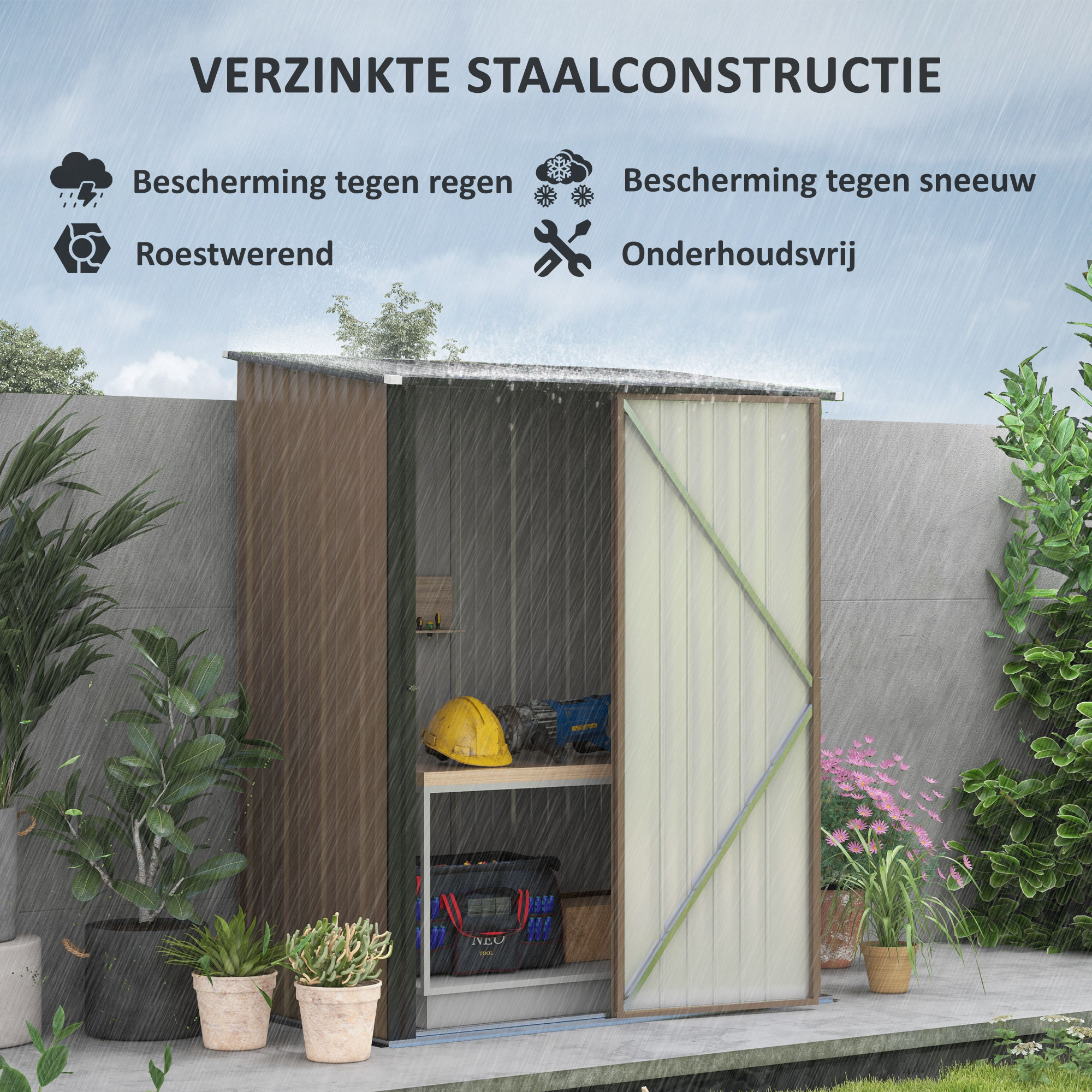 Tuinhuisje met Schuurdak Grijs 161,5 cm x 94,5 cm x 196 cm