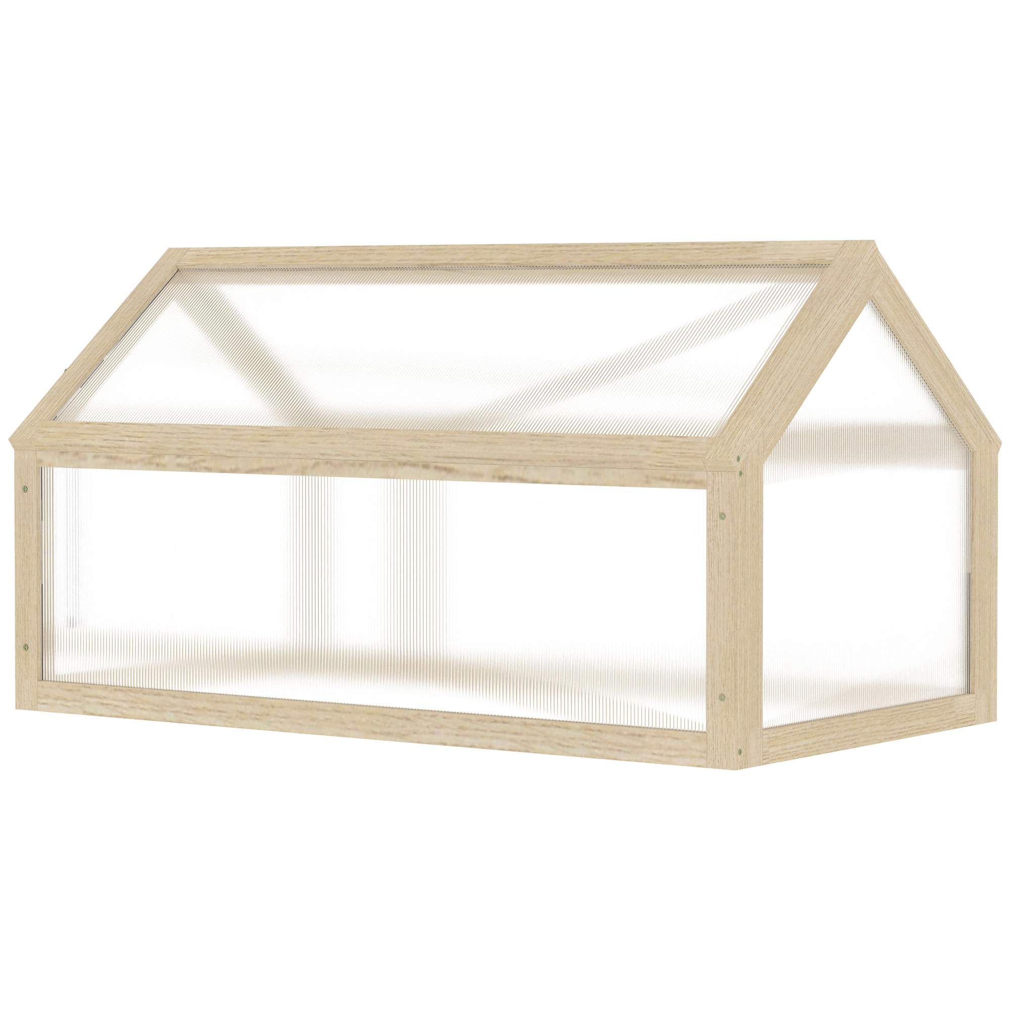 Outsunny Mini-broeikas, Compacte plantenkas van hout, Polycarbonaat platen, Ventilatieopening, 90L x 52B x 49,5H cm, Natuur