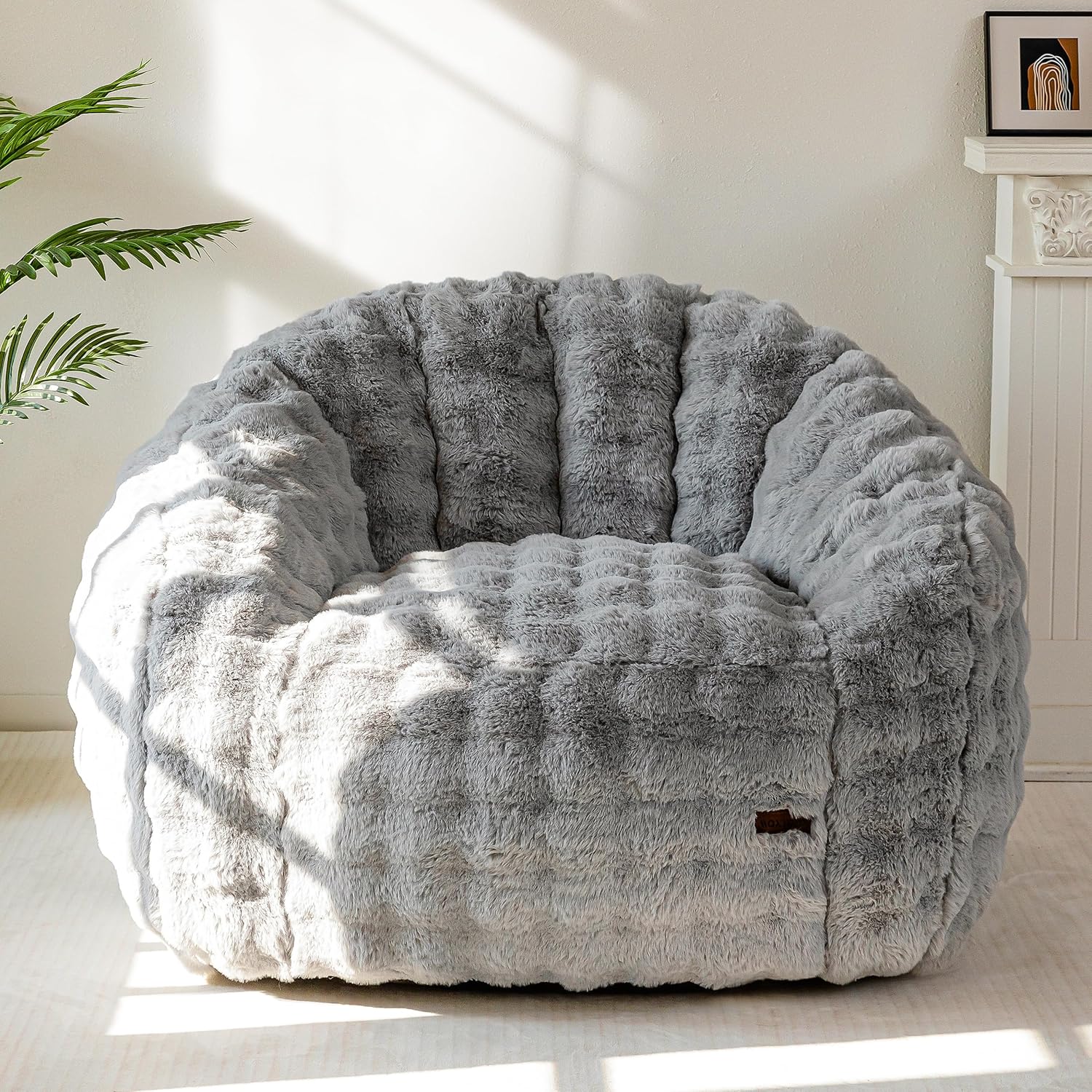 MAXYOYO Giant Bean Bag Chair Oversized Bean Bag Couch Faux Fur Shell-Shaped Large Chair