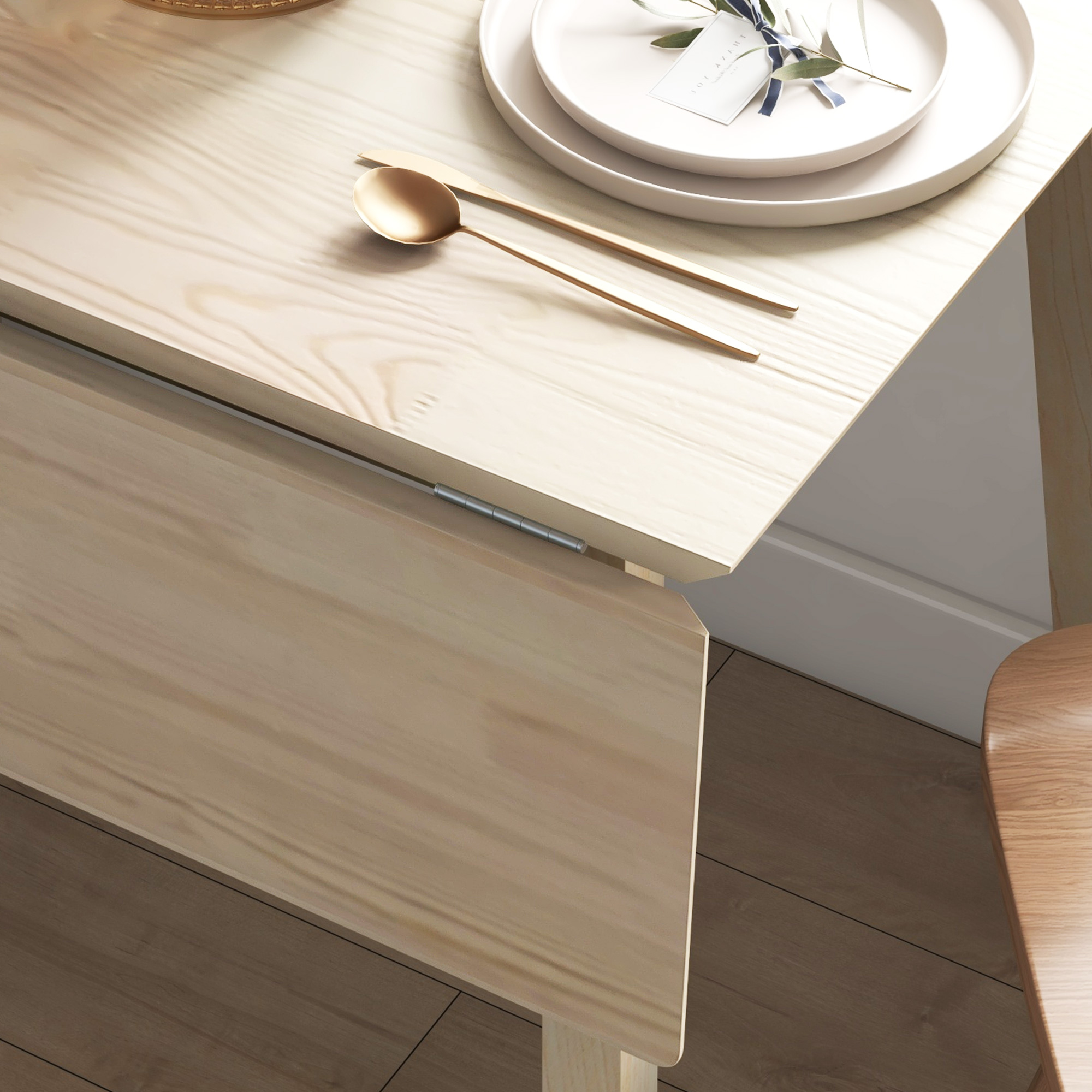 Eettafel Klaptafel Keukentafel, 2 inklapbare zijden, 110 x 86 x 75 cm, Naturel