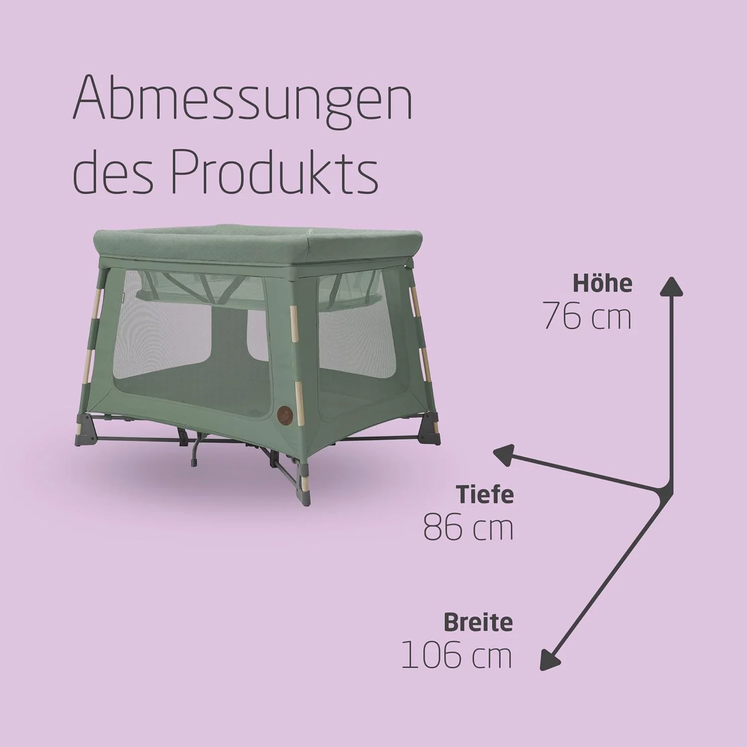 Maxi-Cosi Swift 3-in-1 reiswieg baby, wieg, 0-3,5 jaar, tot 15 kg, in hoogte verstelbare reiswieg, 2-in-1 matras, ultralicht, in 1 seconde inklapbaar, reistas, Eco Care, Beyond Grey