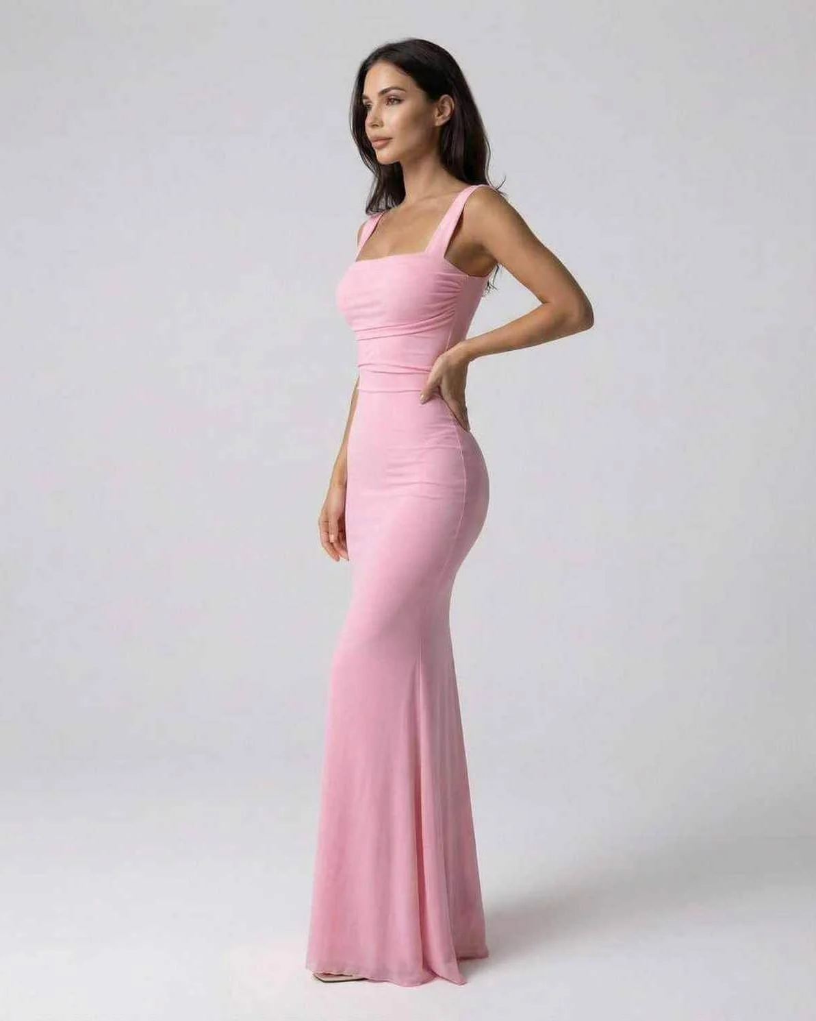 Zartrosa Maxi-Kleid
