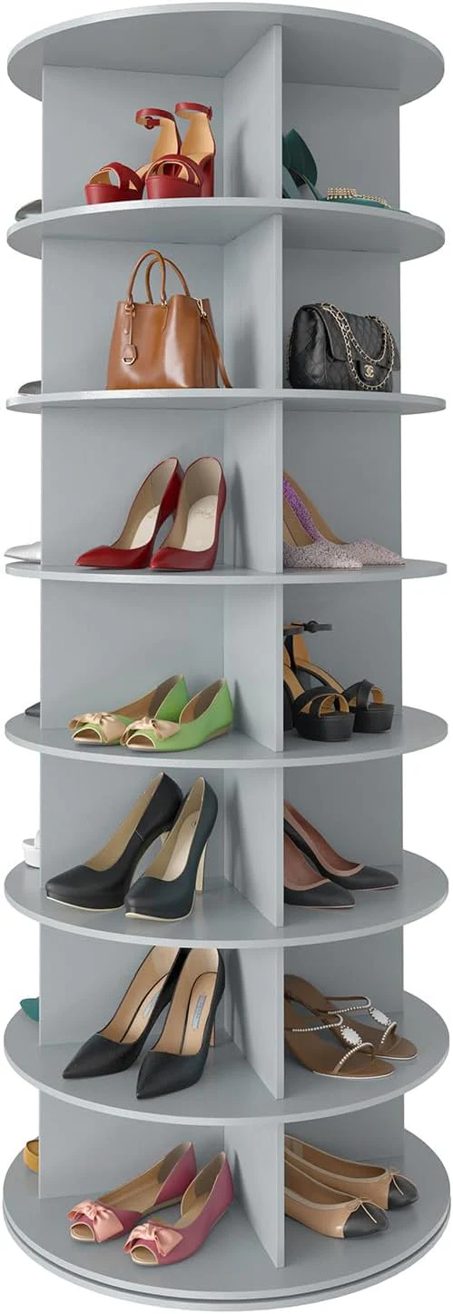 SpaceAid 7 Tier Rotating Shoe Rack Tower, Spinning Shoe Display Lazy Susan