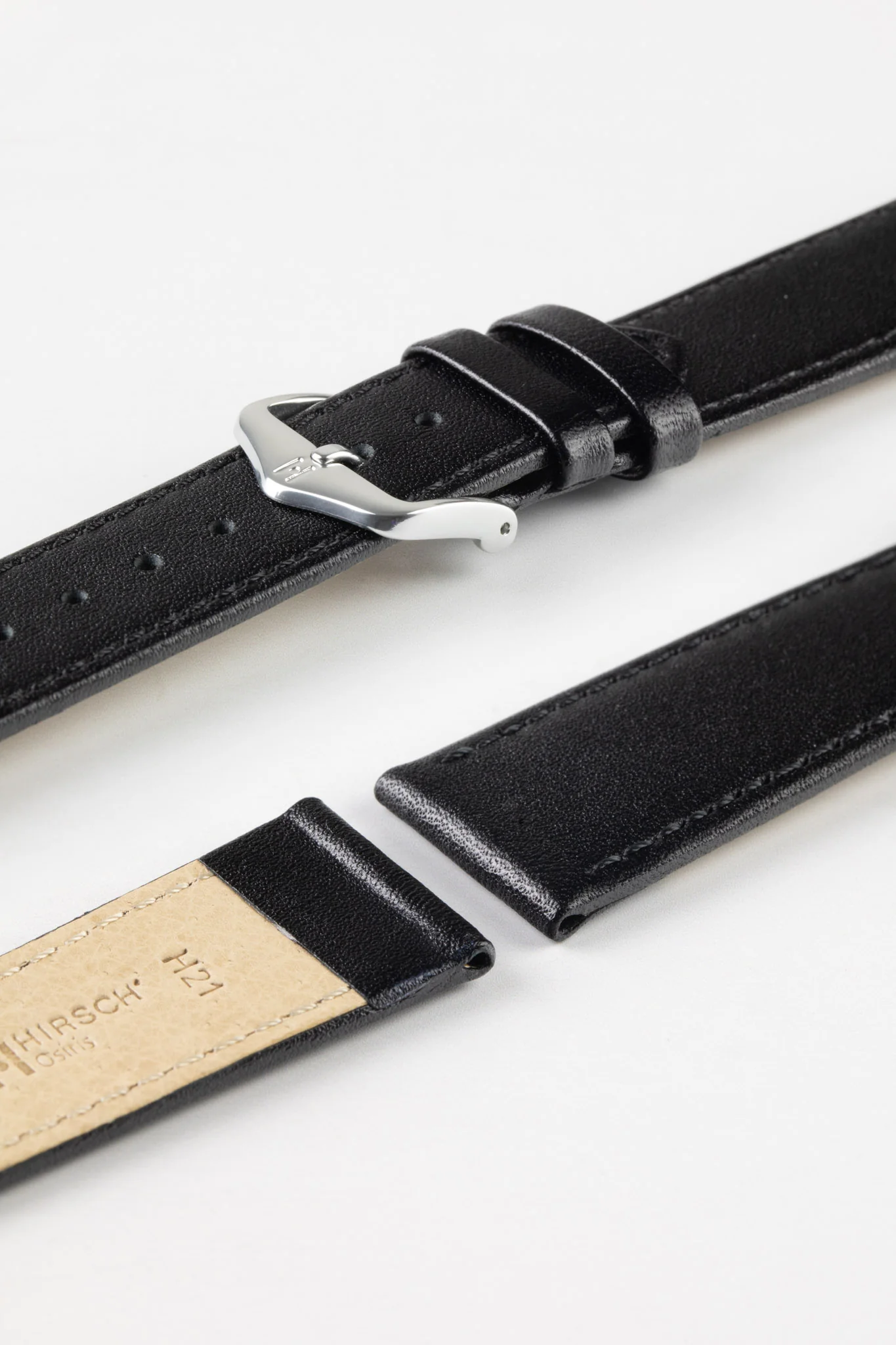 Hirsch OSIRIS NQR Calf Leather Watch Strap in BLACK