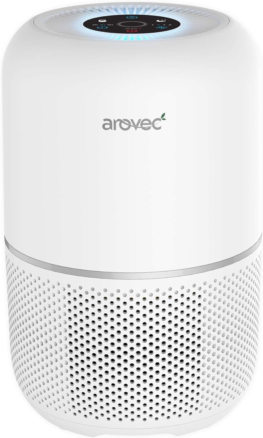 AROVEC Smart Air Purifier with True HEPA Filter, 160 m3/h CADR, Allergy and Odour Eliminator, Bedroom Air Cleaner with Quality Sensor, 2-Year Warranty, White