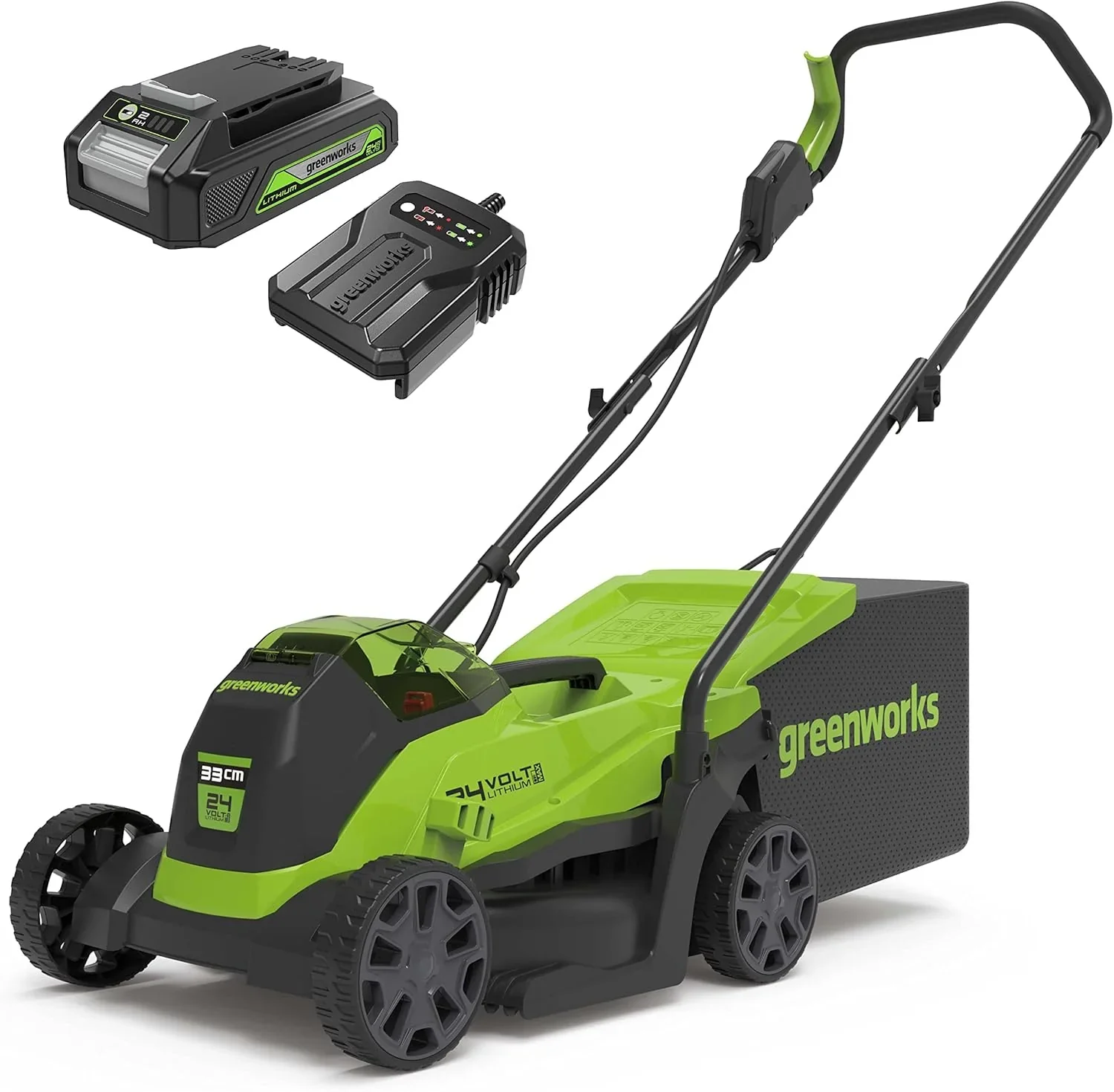 Greenworks 48V (2x24V) Selbstfahrender Akku Rasenmher f��r groe Flchen bis zu 480m, 46cm Schnittbreite, 55L Sack PLUS zwei 4Ah-Akkus und Doppelladegert GD24X2LM46SPK4X
