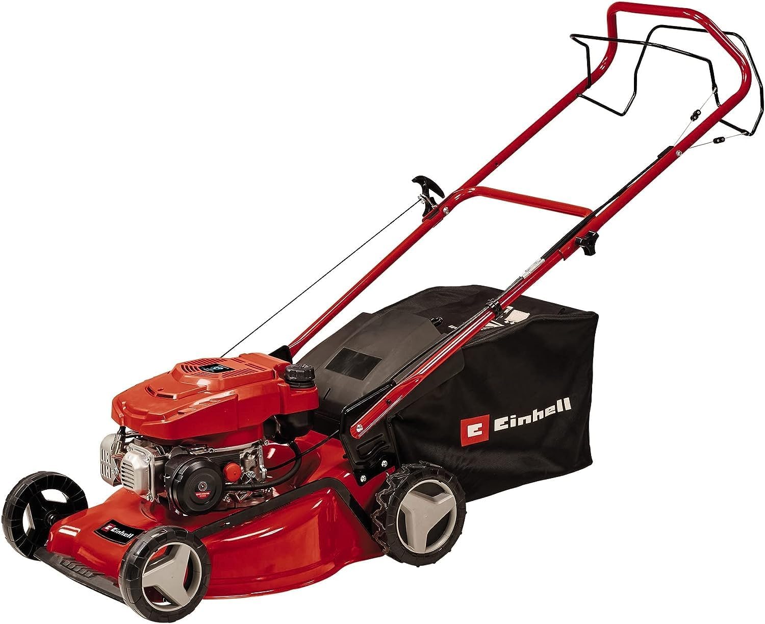 Einhell Benzin-Rasenmäher GC-PM 46/5 S (2 kW, bis 1.400 m2, 1 Zylinder, 4-Takt-Motor, abschaltbarer Hinterradantrieb, 9-stufige zentrale Schnitthöhenverstellung 25-80 mm)