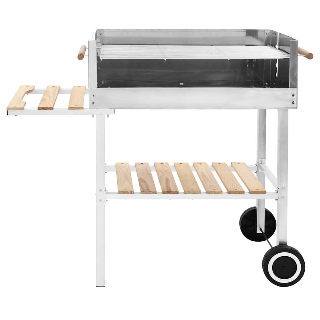 Grill węglowy XXL przenośny ze stali nierdzewnej z 2 półkami vidaxl