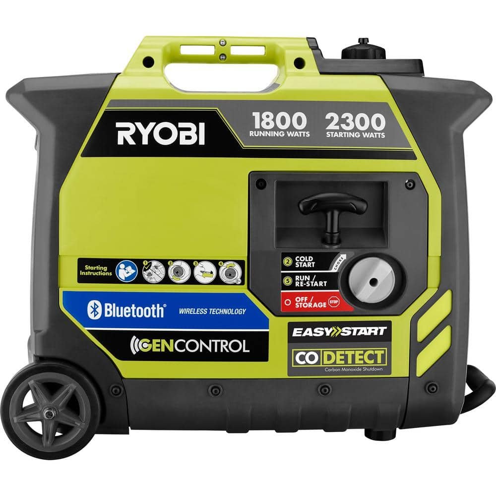 2,300-Watt Recoil Start Bluetooth Super Quiet Gasoline Powered Digital Inverter Generator with CO Shutdown Sensor RYi2322