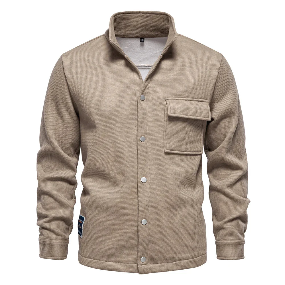 Herren-Winterjacke | Mit dickem Fleecefutter | Stehkragen mit Knopfleiste