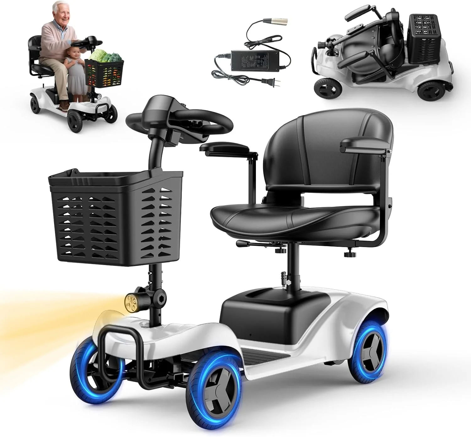 Mobility Scooter for Adults,4 Wheel Mobility Scooter,15 Miles Range,300LBS Capacity