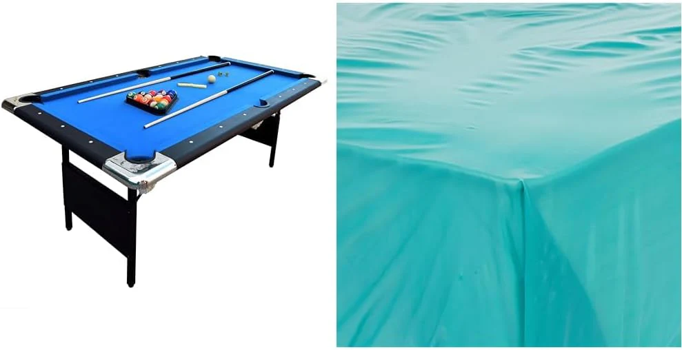 6 Ft Portable Pool Table. Adults Folding Billiards Tables for Game Room with Easy Foldable Storage. Includes Full Set of Billiard Balls. Cues. Chalk & Brush