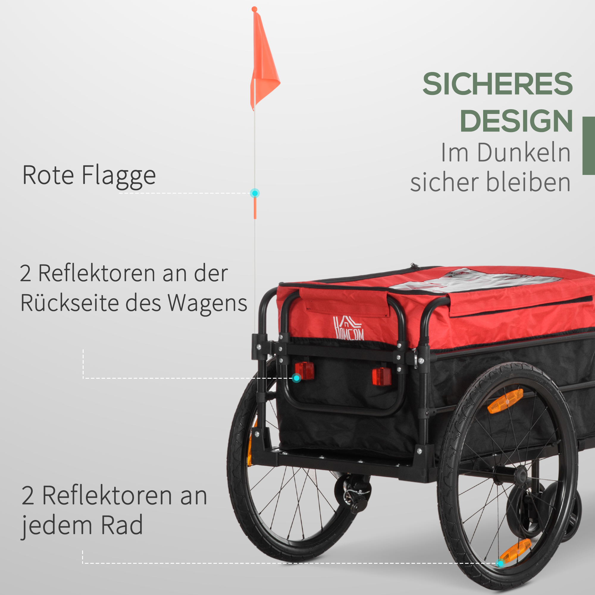 Bagageaanhanger Bolderkar 130 x 64 x 103 cm Staal Zwart+Rood