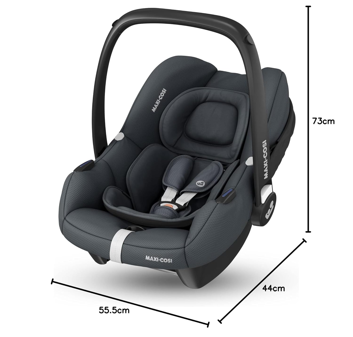 Maxi-Cosi CabrioFix i-Size, Babyschale, 0–12 Monate, max. 12 kg, leichter i-Size Kindersitz (3,2 kg), Sonnenverdeck, gepolsterter Sitz, für viele Maxi-Cosi Kinderwagen, Essential Green