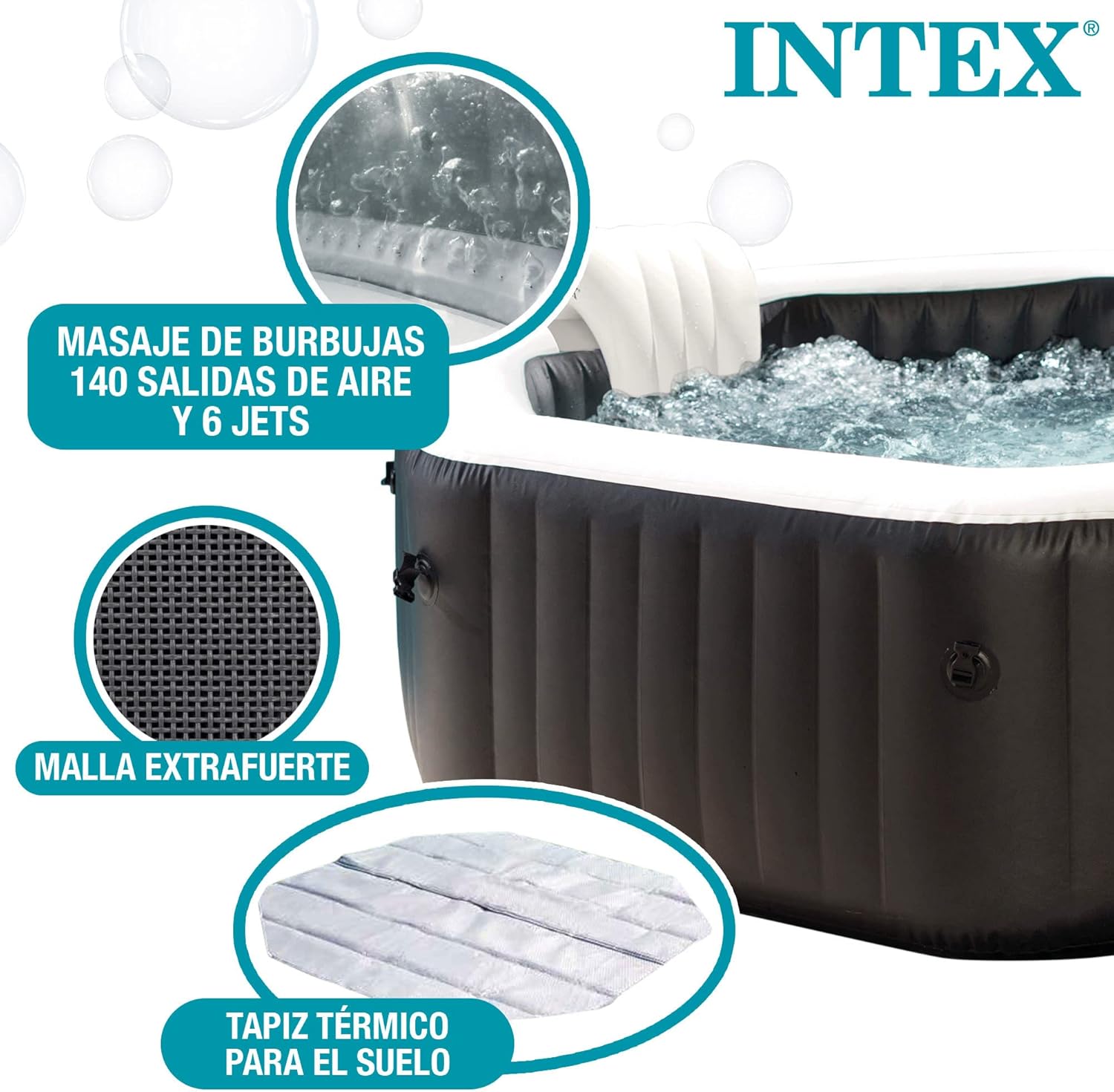 Intex 86IN X86IN X28IN PURESPA Jet and Bubble Deluxe Set