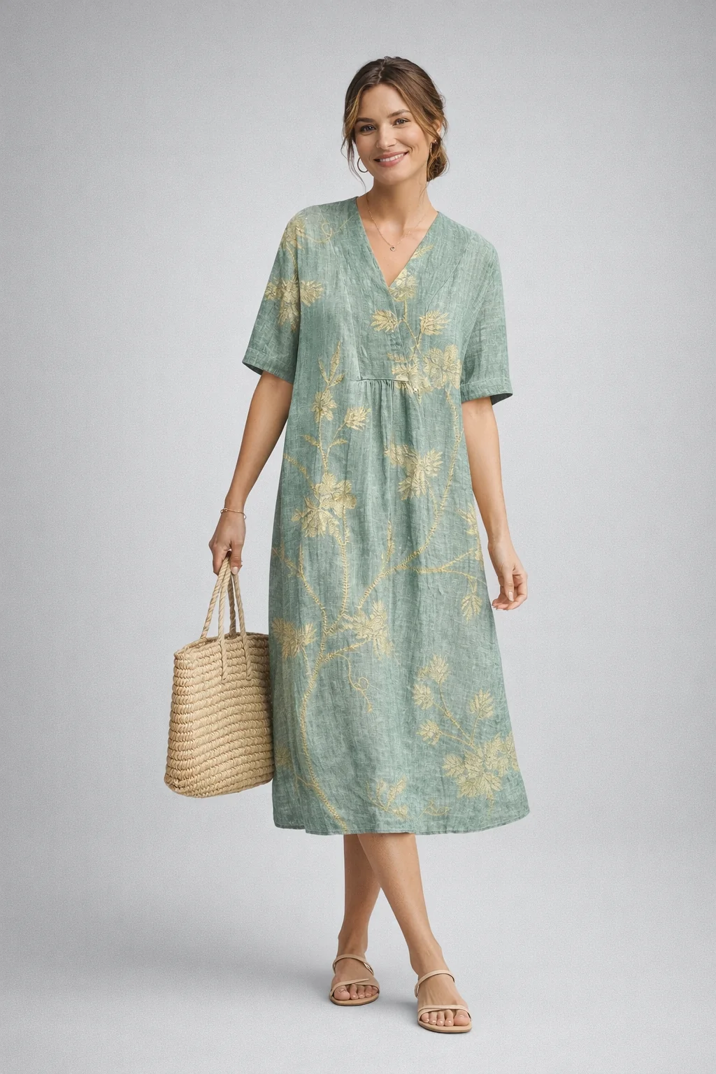 Damen Sommerkleid Luftig & Bequem | Florales Strandkleid im Boho-Stil | Lockere Passform f��r Urlaub und Freizeit | Atmungsaktiv
