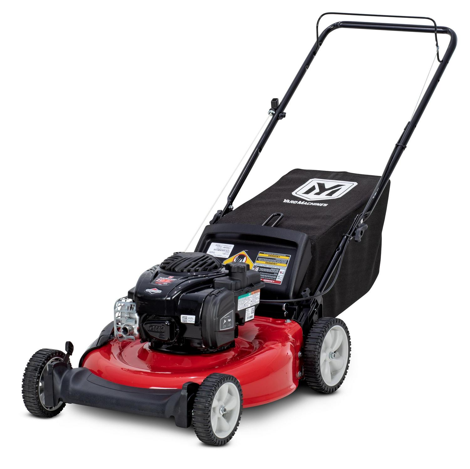 Yard Machines 21′′ Gas Push Lawn Mower, 140cc Briggs & Stratton Engine, Steel Deck, 3-in-1 Cutting