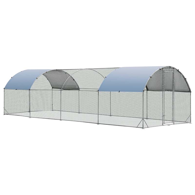 25 Ft Large Metal Chicken Coop Walk In Dome Poultry Cage Hen Run House Rabbits Habitat Cage With Cover - Waterproof Protective Cover