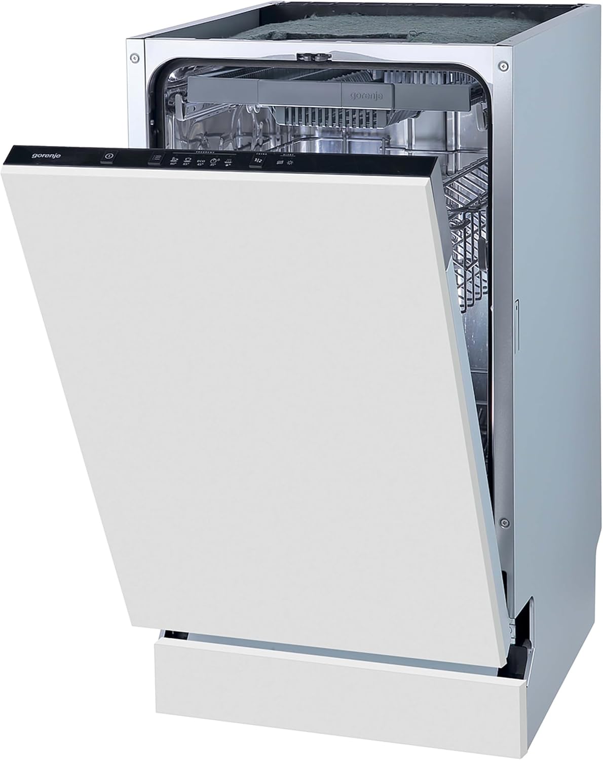 Gorenje GI 520 E15X Teilintegrierbarer Geschirrspüler / 45cm / 9 Maßgedecke / 5 Programme / 1h Reinigungsprogramm / höhenverstellbarer Oberkorb / vollständiger Überlaufschutz, Eingebaut, Edelstahl