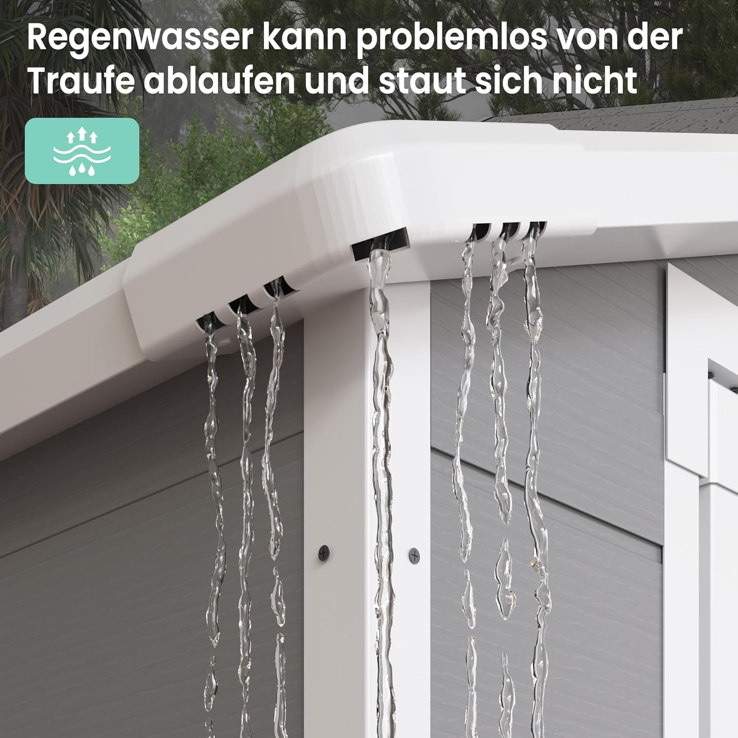 UDPATIO Gartenhaus wetterfest 183 x 137 x 210 cm, 3.9 m³, Kunststoff-Harz außerhalb Schuppen & Outdoor-Lagerung für Mülleimer,Rasenmäher mit abschließbarer Tür für Rasen, Terrasse, Grau & Weiß