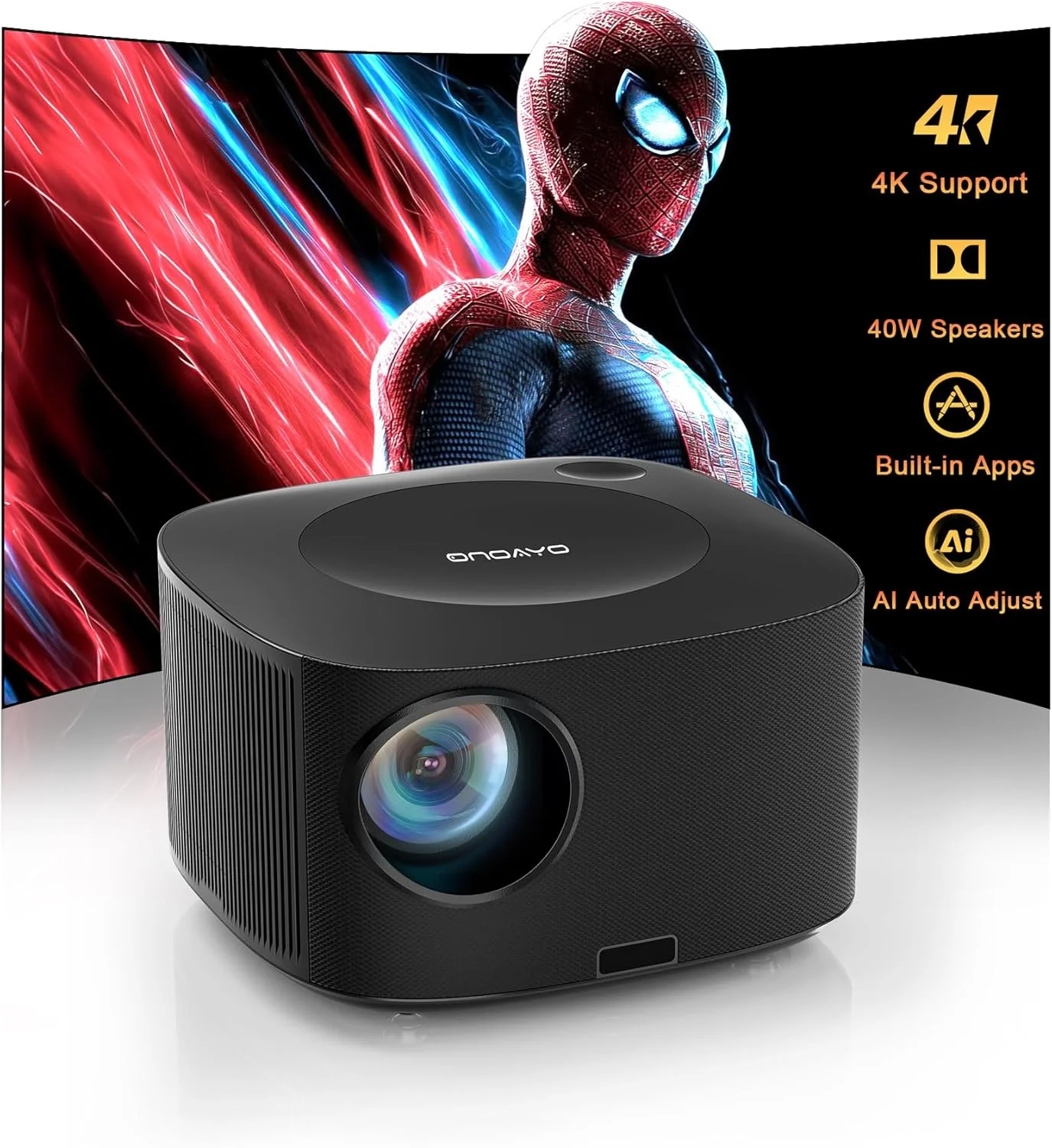 Projector-4K with WiFi and Bluetooth:[3500 ANSI/60W Dolby Audio/Official Licensed Apps]