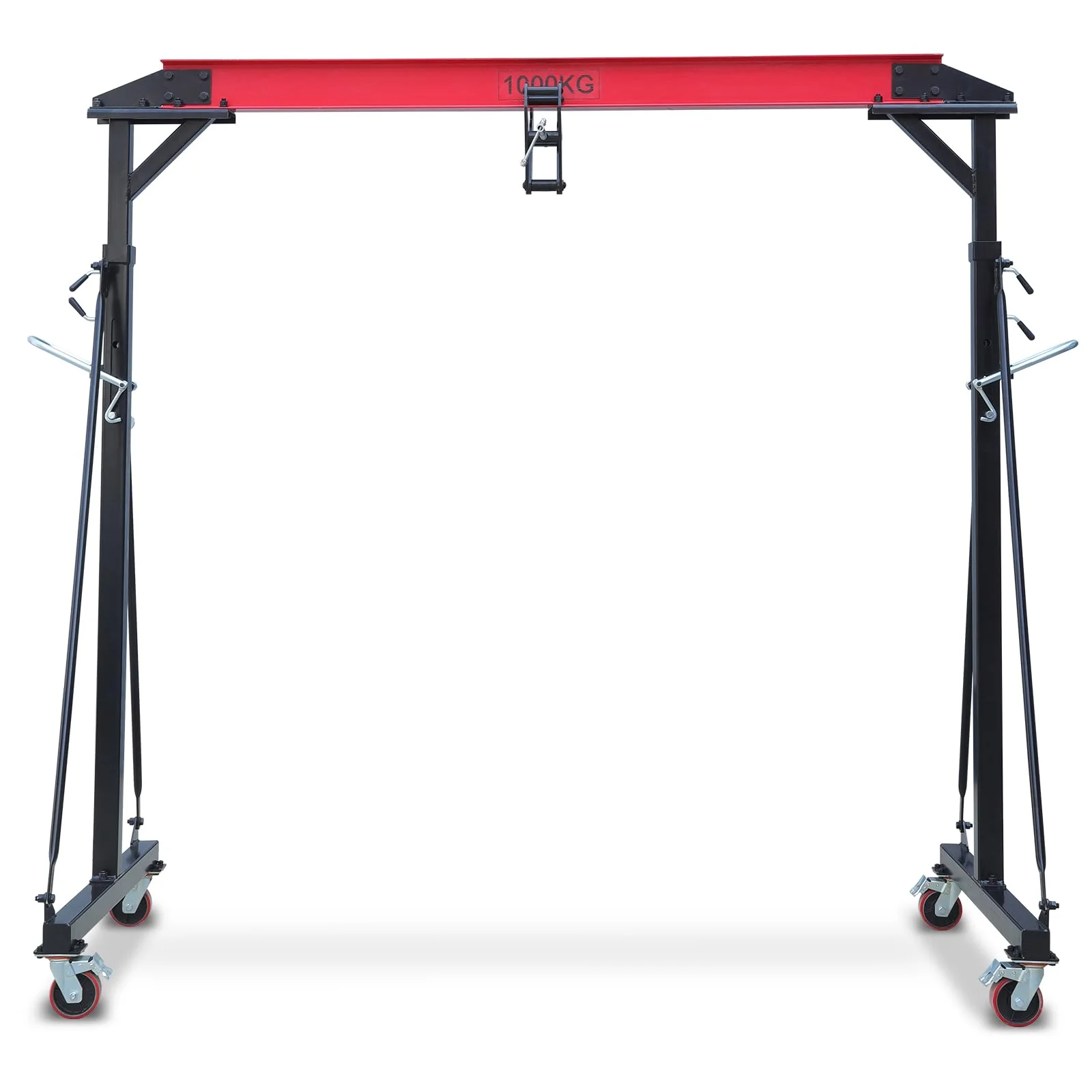 Garvee 1 Ton Adjustable Gantry Crane, 2200 lbs Capacity, Height Adjustable 96.5"-143.7", Portable Hoist for Factory, Construction, Warehouse, Auto Repair