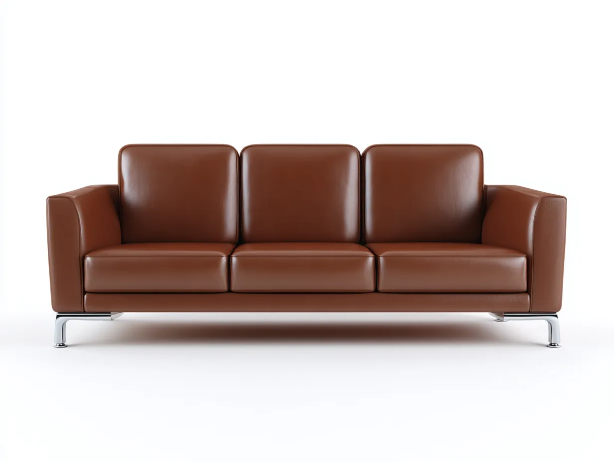 3 Sitzer Sofas-Leder-Metall-209 x 90 x 82 cm-Braun-Minimalistischer Wohnstil