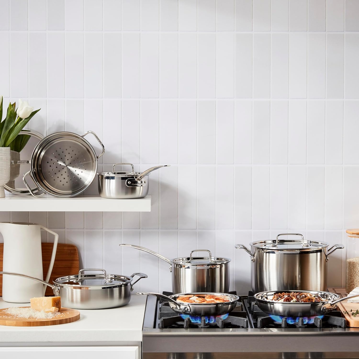 Cuisinart MultiClad Pro 13-Piece Stainless Steel Cookware Set, Silver