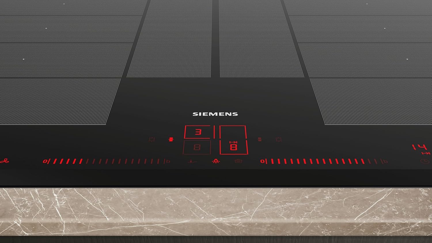 Siemens EX851LYV5E, iQ700, Smartes Induktionskochfeld 80 cm, autark, Rahmenlos aufliegend, Touch & Slide, varioInduktion Plus, Intelligente flexZonen, Bratsensor Plus, cookConnect System, Schwarz