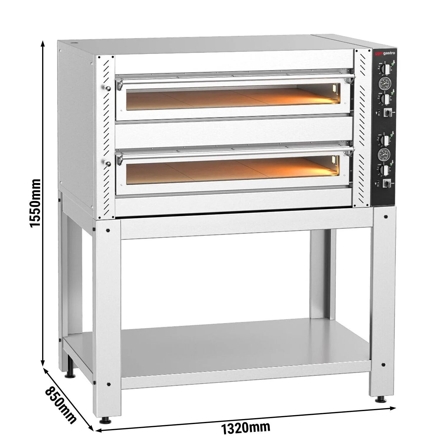 Elektrisk pizzaovn �C 6 + 6�� 30 cm (bred) �C manuell �C inkl. understell