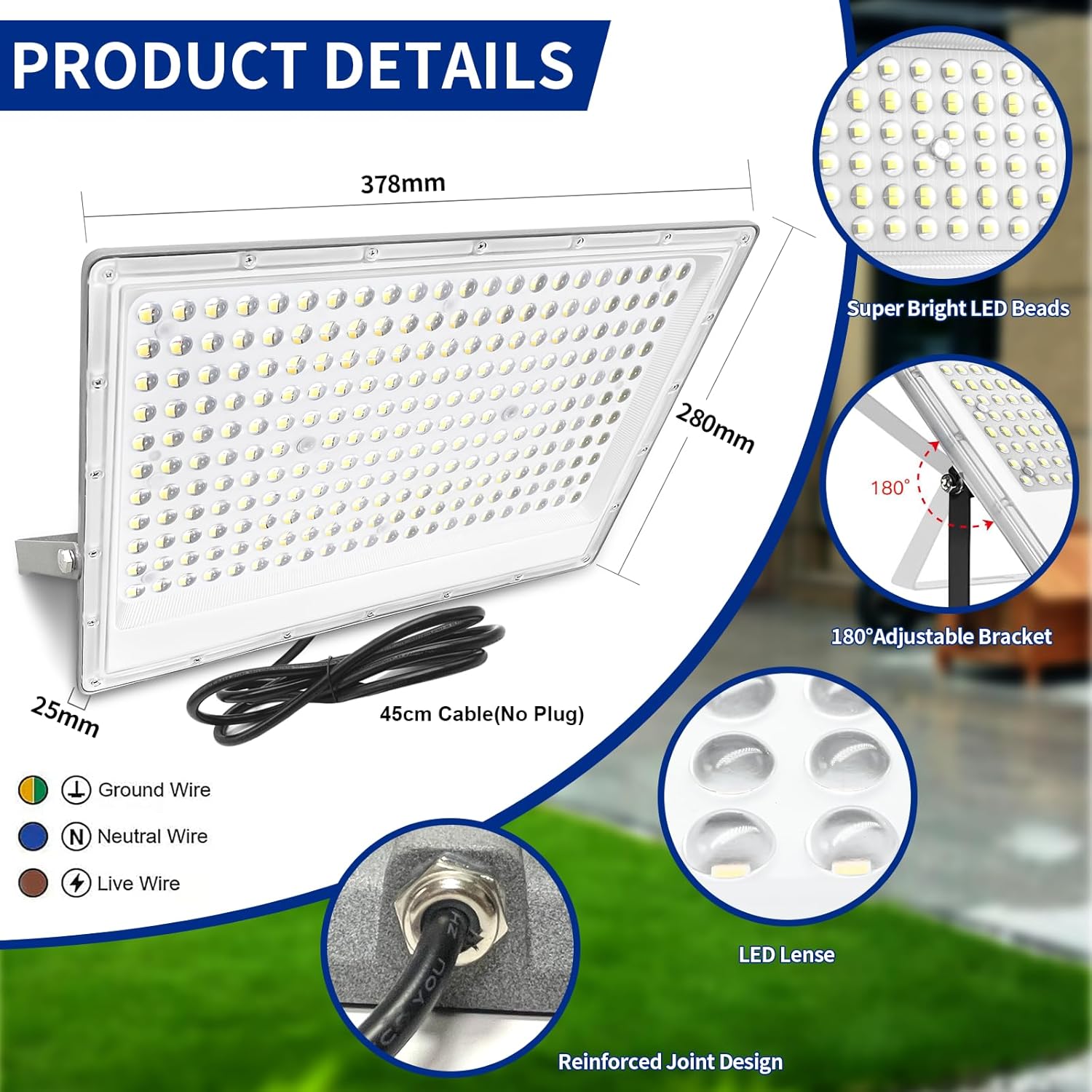LED Strahler Außen,200W LED Scheinwerfer Innen,Kaltweiß 6500K 288 LEDs Flutlicht Werkstattlampe,IP65 Wasserdicht Wandleuchte Draußen Fluter,20000LM Baustrahler für Garten,Keller,Terrasse-6PCS