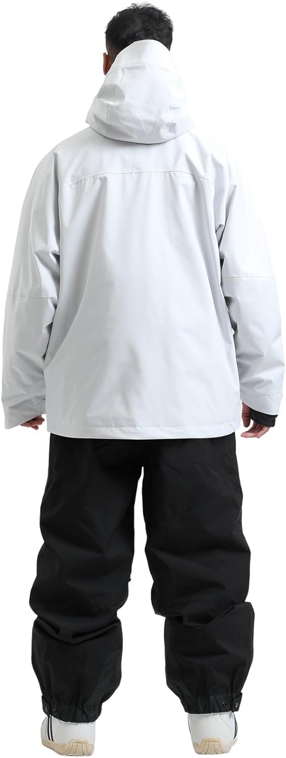 GSOU SNOW Herren Skijacke Skihose Set Baggy Snowboardjacke Snowboardhose Ski Snowboard Männer - Unisex Multi Pockets Wasserdicht Winddicht Atmungsaktiv Warm mit Kapuze