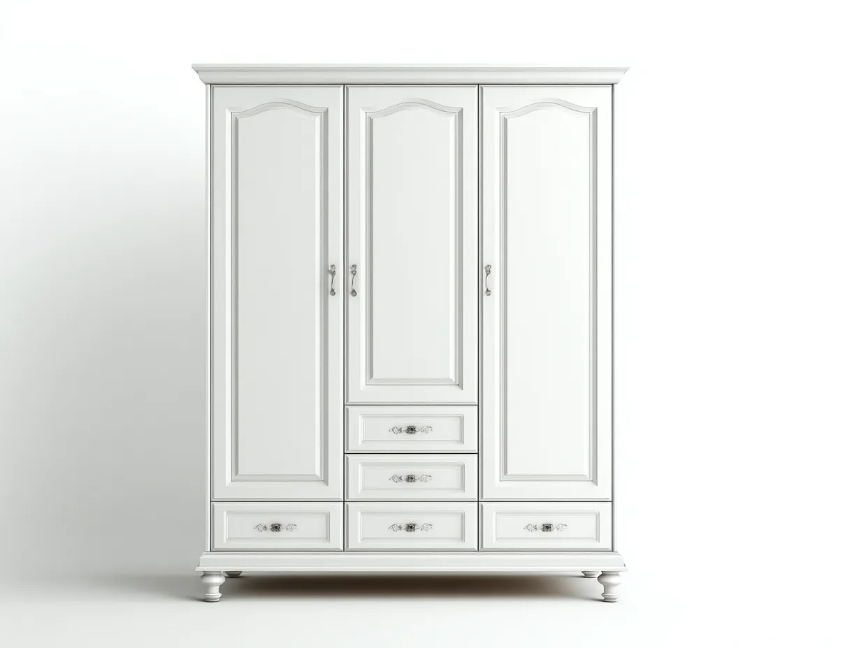 Kleiderschränke mit drei Türen - Holzwerkstoff-Metall - 162x61x192 cm - Weiß - Klassischer Stil