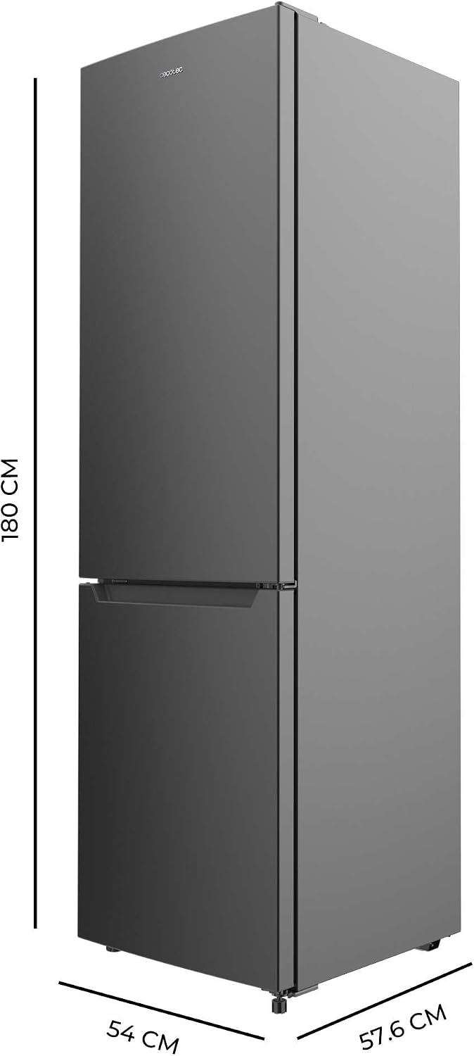 Cecotec Kühl-Gefrierkombination Bolero CoolMarket Combi 250 Dark E. Energieklasse E Kühl-Gefrierkombination Dunkler Edelstahl 180X55Cm, 250L, No Frost, Multi Air Flow und Humidity Box Schublade